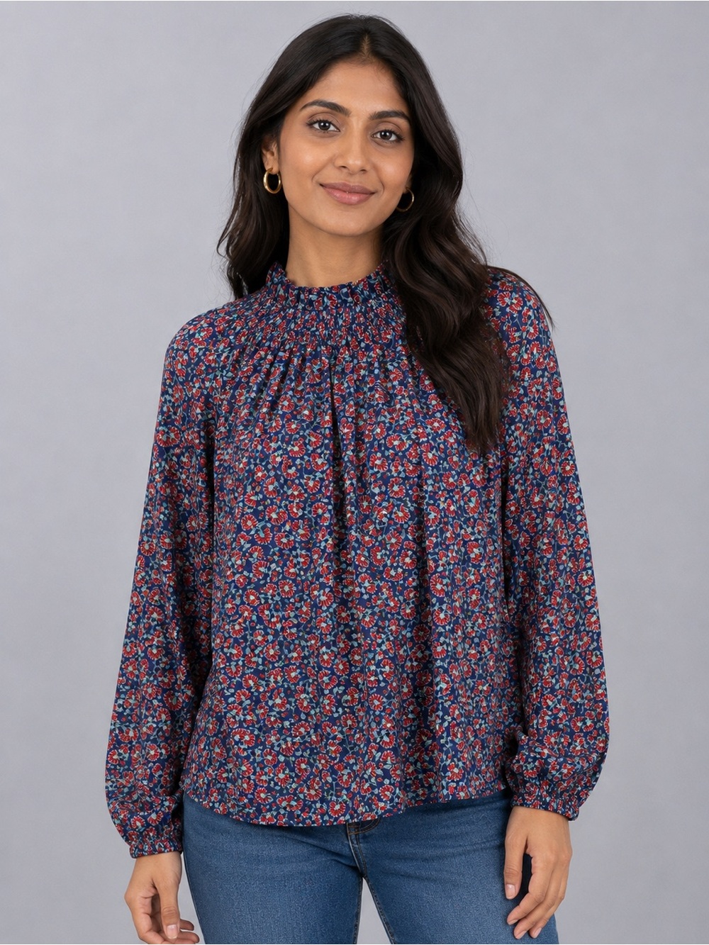 J. Crew | Smocked Neck Blouse | Size L | NWT | Floral Cottage core Feminine Cute